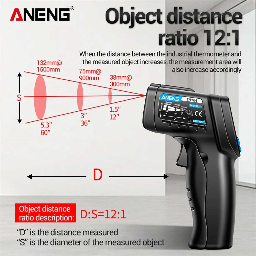 ANENG TH104 Infrared Handheld  - Industrial Laser Thermometer Gun 评论和价格