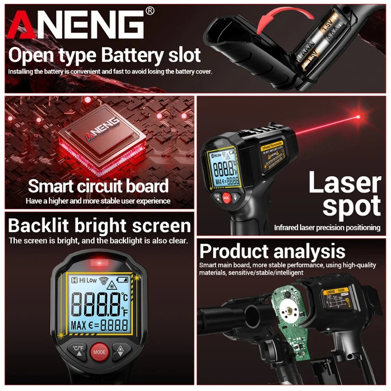 ANENG TH202 Industrial Handhel - Industrial Laser Thermometer Gun 评论和价格