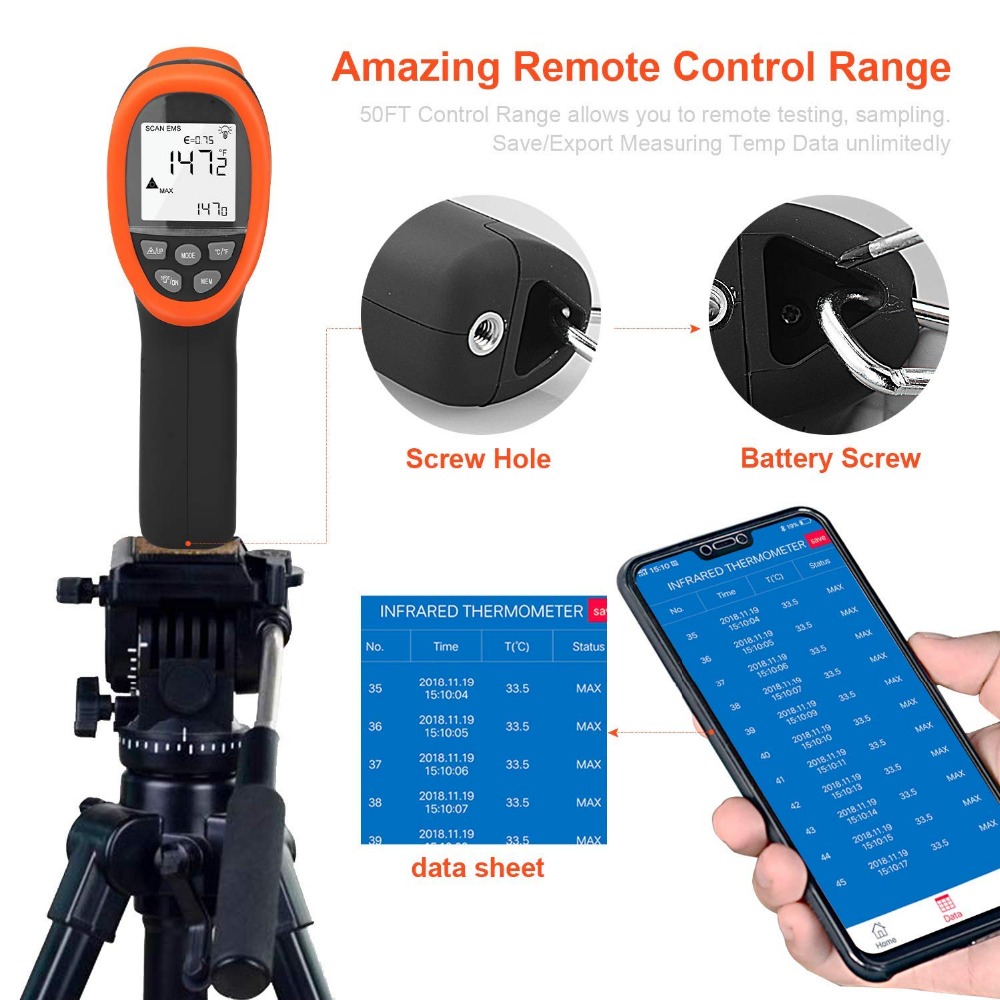 BTMETER Digital Pyrometer Non- - Industrial Laser Thermometer Gun 评论和价格