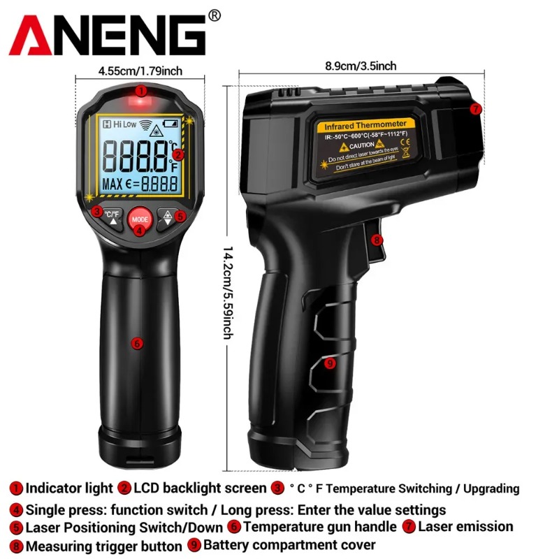 ANENG TH202 Non-contact Infrar - Industrial Laser Thermometer Gun 评论和价格